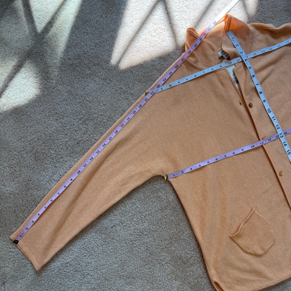 J. Jill 100% Cashmere Light Peach Orange Cardigan Sweater Jacket Size Medium - Picture 6 of 9